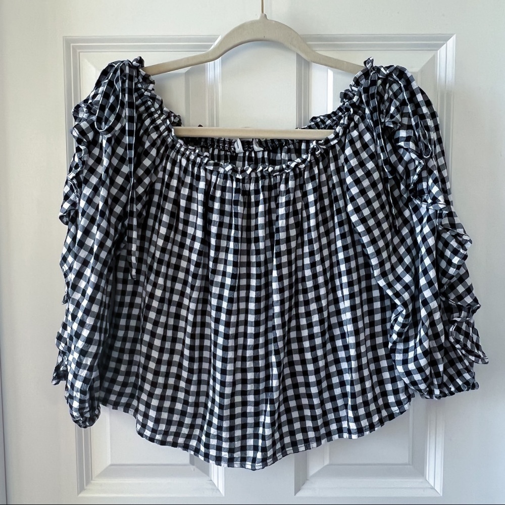 American Eagle black gingham cropped top
